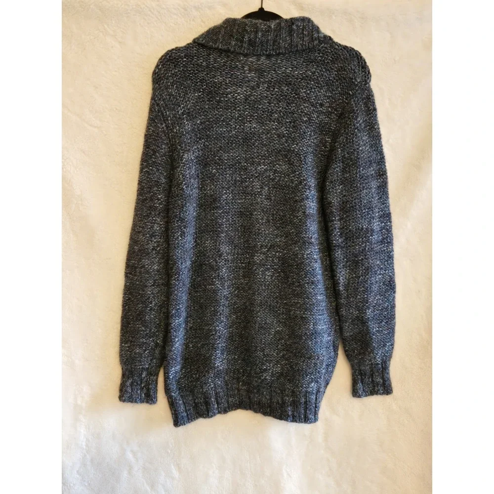 Orvis Women's Wool Blend Blue Sweater Size Large‎ Thick Collar Long Sleeve